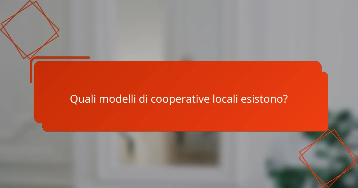 Quali modelli di cooperative locali esistono?